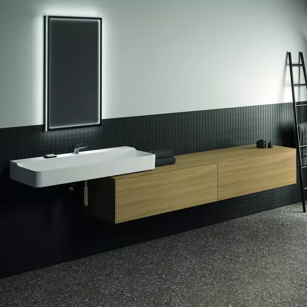  Dulapuri baie - Dulap baza suspendat Ideal Standard Atelier Conca finisaj stejar deschis 2 sertare cu blat 240 cm