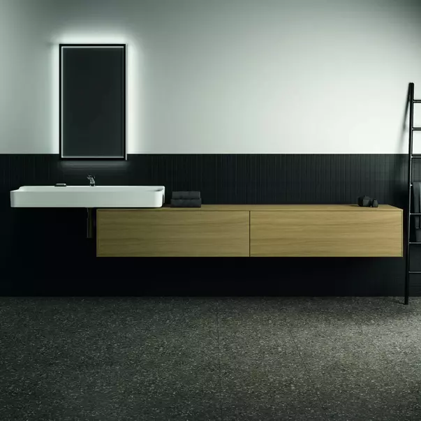 Dulap baza suspendat Ideal Standard Atelier Conca finisaj stejar deschis 2 sertare cu blat 240 cm [3]