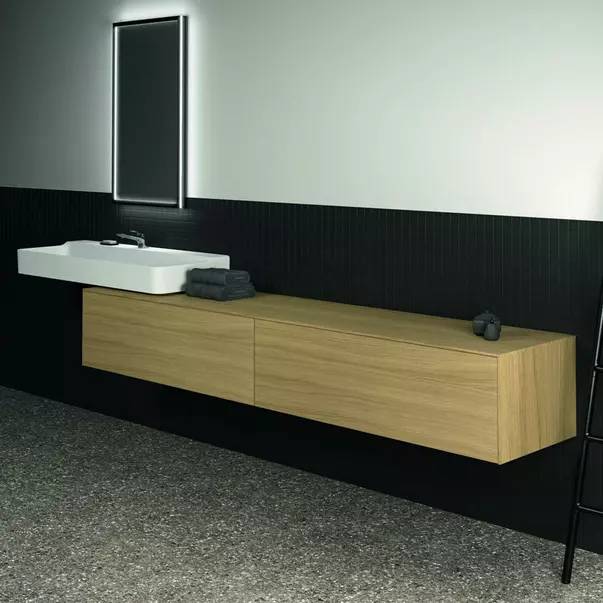 Dulap baza suspendat Ideal Standard Atelier Conca finisaj stejar deschis 2 sertare cu blat 240 cm [5]