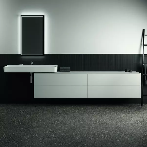 Mobilier Baie - Dulap baza suspendat Ideal Standard Atelier Conca alb mat 4 sertare cu blat 240 cm