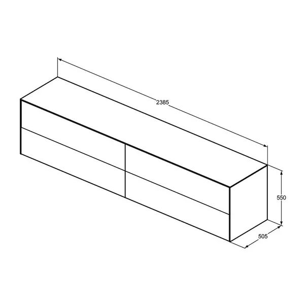 Dulap baza suspendat Ideal Standard Atelier Conca alb mat 4 sertare cu blat 240 cm [6]
