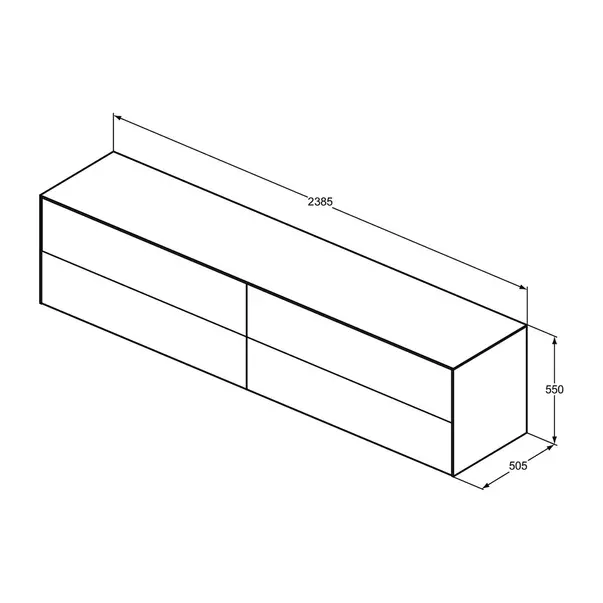 Dulap baza suspendat Ideal Standard Atelier Conca antracit mat 4 sertare cu blat 240 cm [6]