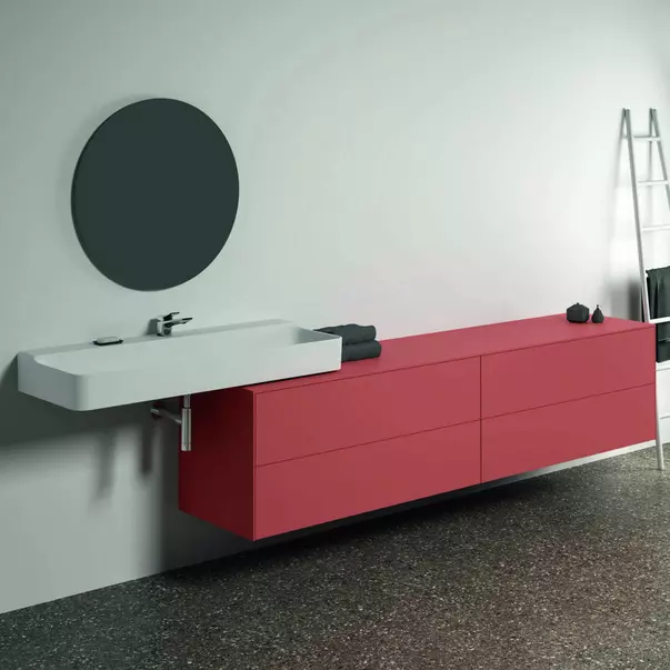 Dulap baza suspendat Ideal Standard Atelier Conca  rosu - oranj mat 4 sertare cu blat 240 cm [2]
