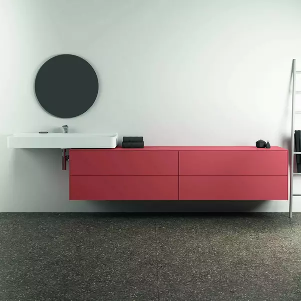 Dulap baza suspendat Ideal Standard Atelier Conca  rosu - oranj mat 4 sertare cu blat 240 cm [4]