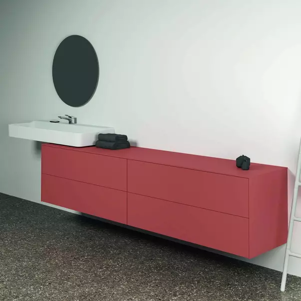 Dulap baza suspendat Ideal Standard Atelier Conca  rosu - oranj mat 4 sertare cu blat 240 cm [6]