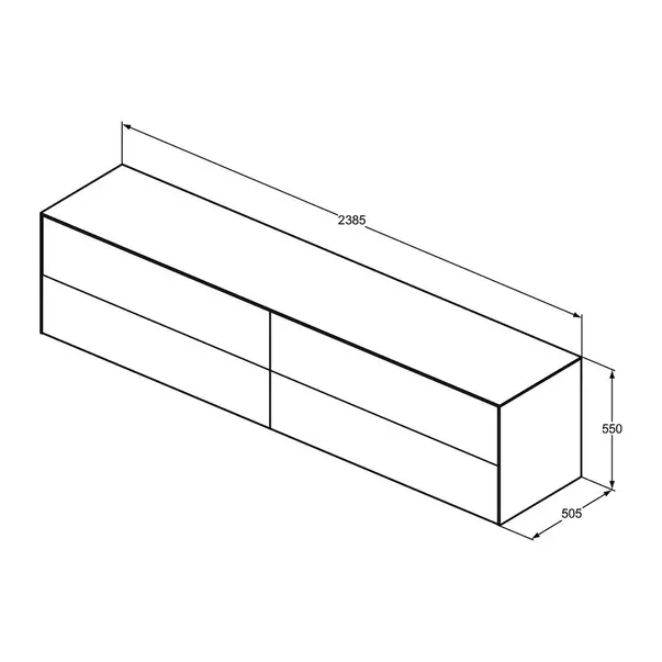 Dulap baza suspendat Ideal Standard Atelier Conca finisaj stejar inchis 4 sertare cu blat 240 cm [6]