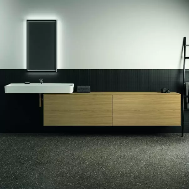 Dulap baza suspendat Ideal Standard Atelier Conca finisaj stejar deschis 4 sertare cu blat 240 cm [4]