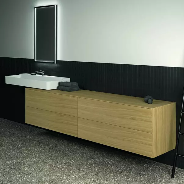 Dulap baza suspendat Ideal Standard Atelier Conca finisaj stejar deschis 4 sertare cu blat 240 cm [6]