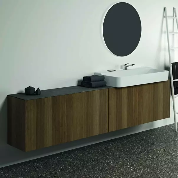 Dulap baza suspendat Ideal Standard Atelier Conca 2 sertare 240 cm finisaj nuc inchis [2]