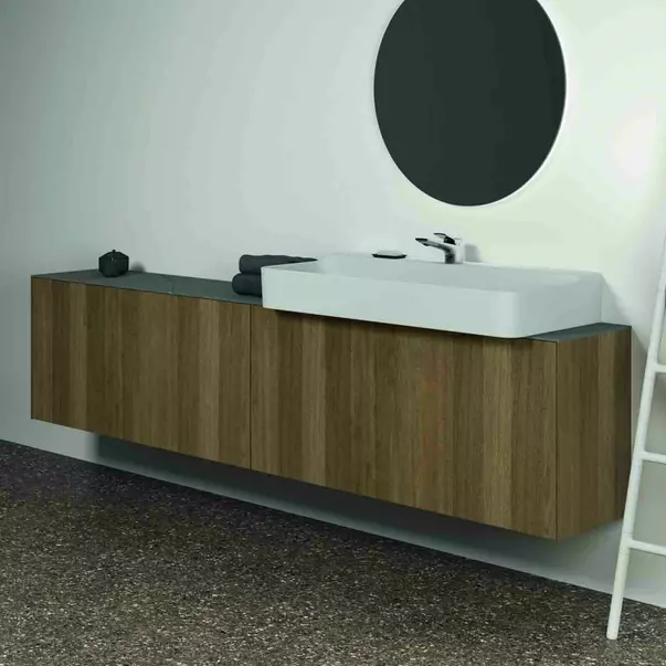 Dulap baza suspendat Ideal Standard Atelier Conca 2 sertare 240 cm finisaj nuc inchis [4]