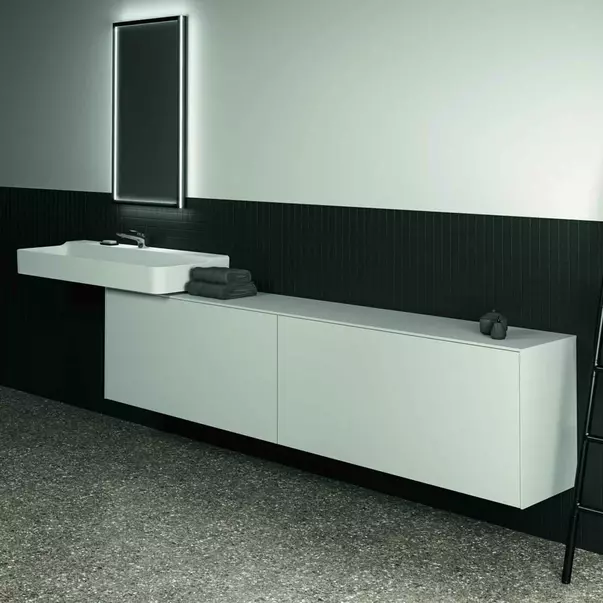 Mobilier Baie - Dulap baza suspendat Ideal Standard Atelier Conca 2 sertare cu blat 240 cm alb mat