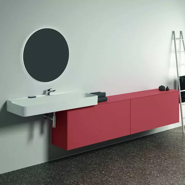 Dulap baza suspendat Ideal Standard Atelier Conca 2 sertare cu blat 240 cm rosu - oranj mat [2]