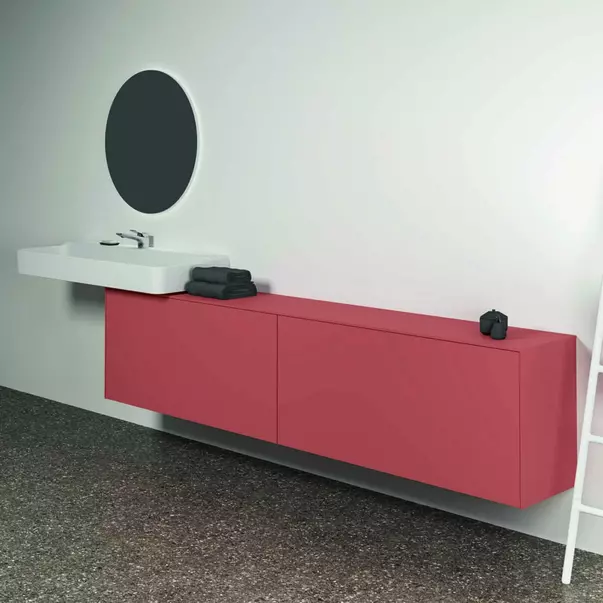 Dulap baza suspendat Ideal Standard Atelier Conca 2 sertare cu blat 240 cm rosu - oranj mat [6]