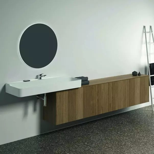 Dulap baza suspendat Ideal Standard Atelier Conca 2 sertare cu blat 240 cm finisaj nuc inchis [2]
