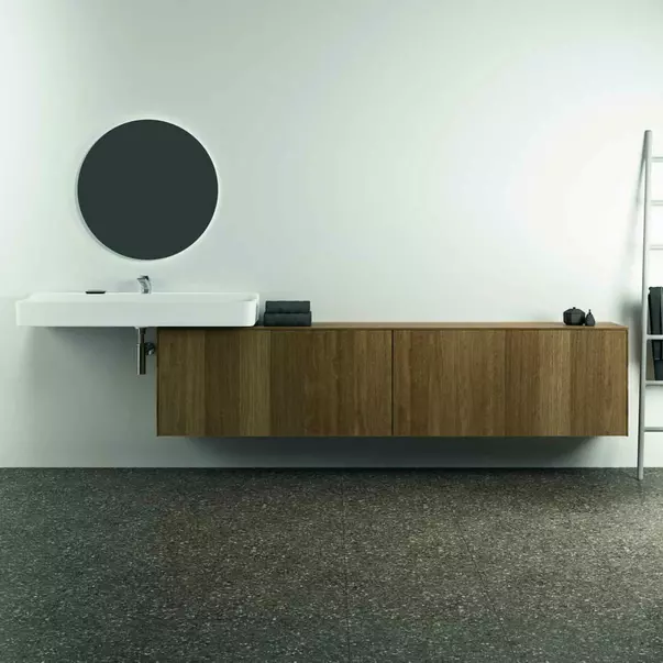 Dulap baza suspendat Ideal Standard Atelier Conca 2 sertare cu blat 240 cm finisaj nuc inchis [4]