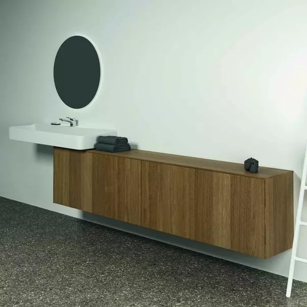 Dulap baza suspendat Ideal Standard Atelier Conca 2 sertare cu blat 240 cm finisaj nuc inchis [6]