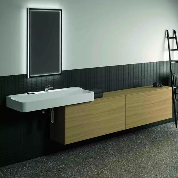 Dulap baza suspendat Ideal Standard Atelier Conca 2 sertare cu blat 240 cm finisaj stejar deschis [2]