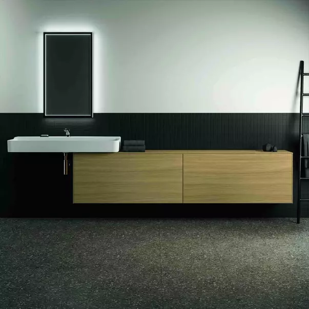 Dulap baza suspendat Ideal Standard Atelier Conca 2 sertare cu blat 240 cm finisaj stejar deschis [4]