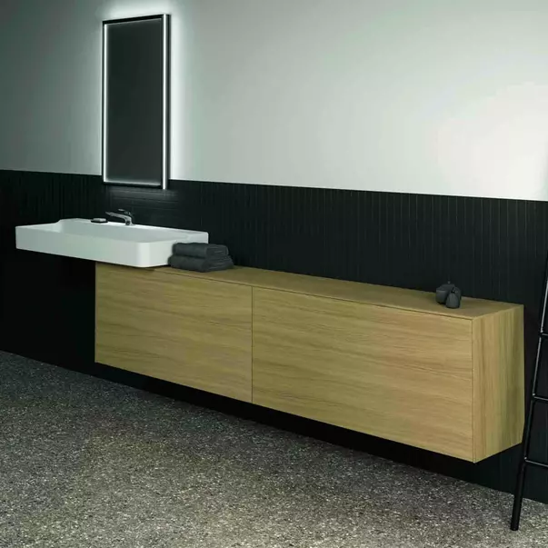 Dulap baza suspendat Ideal Standard Atelier Conca 2 sertare cu blat 240 cm finisaj stejar deschis [6]