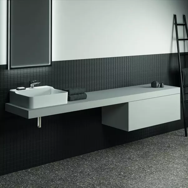  Dulapuri baie - Blat pentru lavoar Ideal Standard Atelier Conca fara decupaj alb mat 240 cm