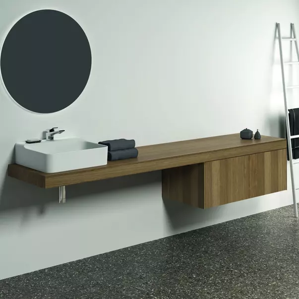 Blat pentru lavoar Ideal Standard Atelier Conca fara decupaj finisaj nuc inchis 240 cm [2]