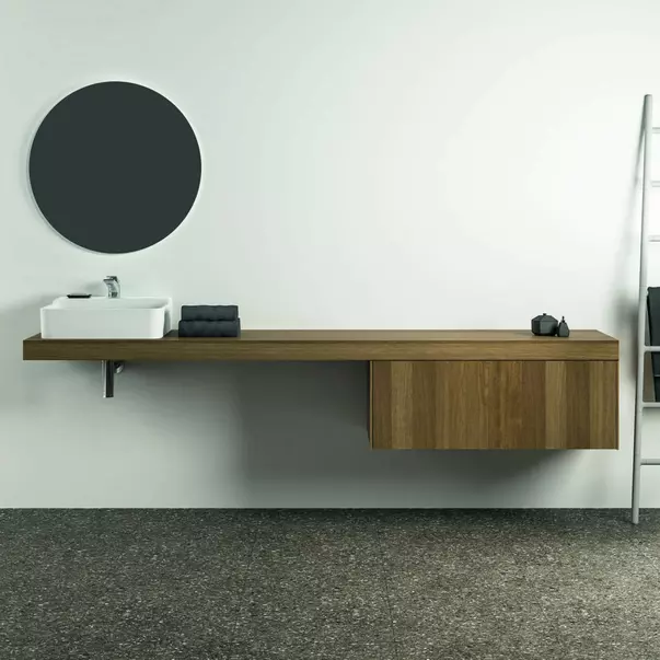 Blat pentru lavoar Ideal Standard Atelier Conca fara decupaj finisaj nuc inchis 240 cm [4]