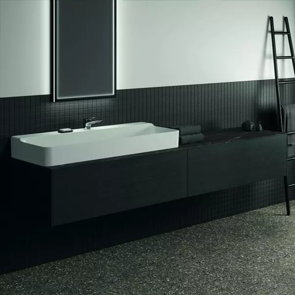 Blat ceramic pentru lavoar Ideal Standard Atelier Conca 240 cm finisaj negru marmura [2]