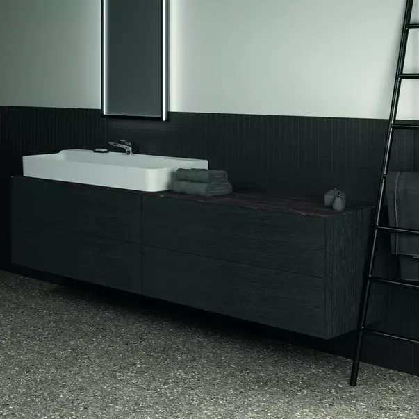 Blat ceramic pentru lavoar Ideal Standard Atelier Conca 240 cm finisaj negru marmura [3]