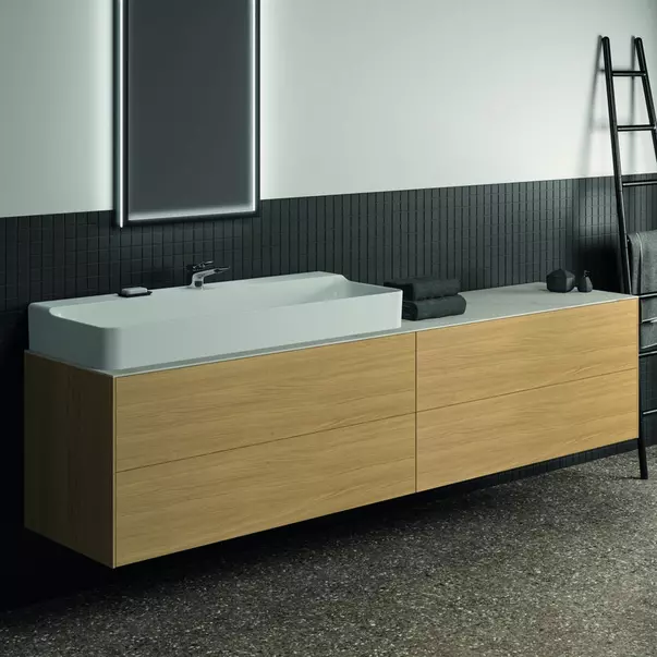 Blat ceramic pentru lavoar Ideal Standard Atelier Conca 240 cm finisaj alb marmura [2]