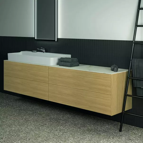 Blat ceramic pentru lavoar Ideal Standard Atelier Conca 240 cm finisaj alb marmura [5]