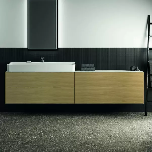 Blat ceramic pentru lavoar Ideal Standard Atelier Conca 240 cm finisaj alb marmura [7]
