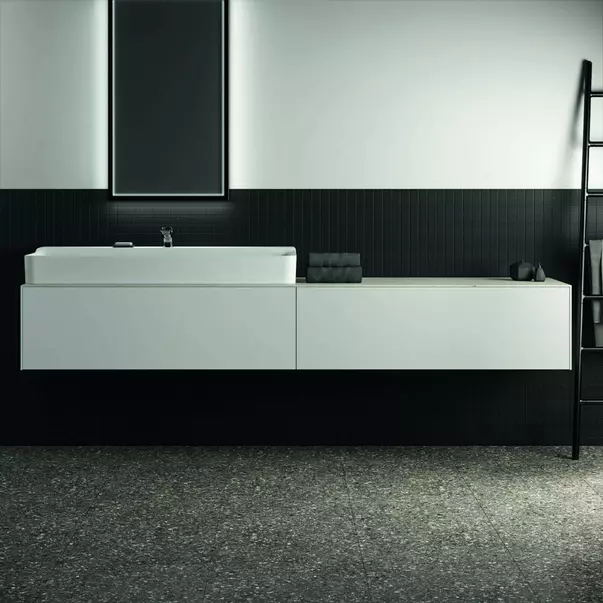 Blat ceramic pentru lavoar Ideal Standard Atelier Conca 240 cm finisaj alb marmura [8]