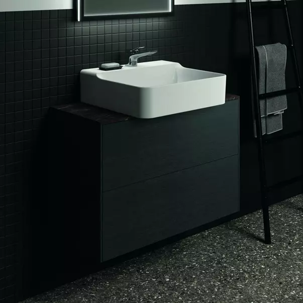 Blat ceramic pentru lavoar Ideal Standard Atelier Conca finisaj negru marmura 80 cm [2]