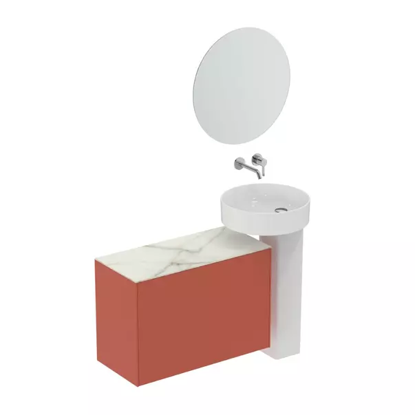 Blat ceramic pentru lavoar Ideal Standard Atelier Conca finisaj alb marmura 80 cm [4]