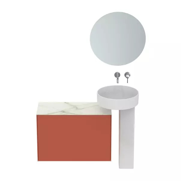 Blat ceramic pentru lavoar Ideal Standard Atelier Conca finisaj alb marmura 80 cm [6]