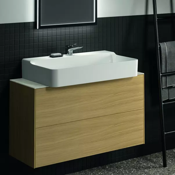 Blat ceramic pentru lavoar Ideal Standard Atelier Conca finisaj alb marmura 100 cm [2]