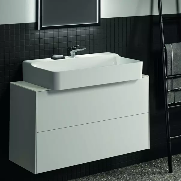 Blat ceramic pentru lavoar Ideal Standard Atelier Conca finisaj alb marmura 100 cm [6]