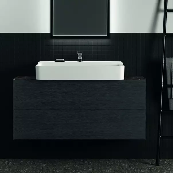 Blat ceramic pentru lavoar Ideal Standard Atelier Conca finisaj negru marmura 120 cm [6]