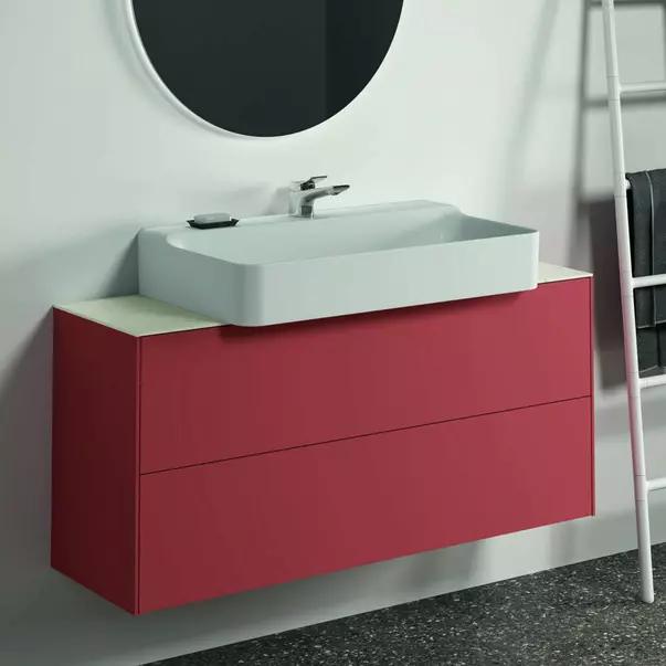 Blat ceramic pentru lavoar Ideal Standard Atelier Conca finisaj alb marmura 120 cm [2]