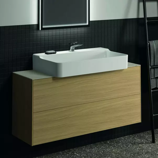 Blat ceramic pentru lavoar Ideal Standard Atelier Conca finisaj alb marmura 120 cm [8]