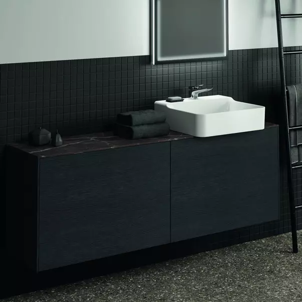Blat ceramic pentru lavoar Ideal Standard Atelier Conca finisaj negru marmura 160 cm [2]