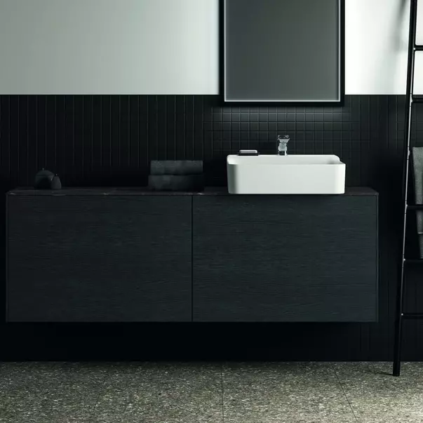 Blat ceramic pentru lavoar Ideal Standard Atelier Conca finisaj negru marmura 160 cm [3]