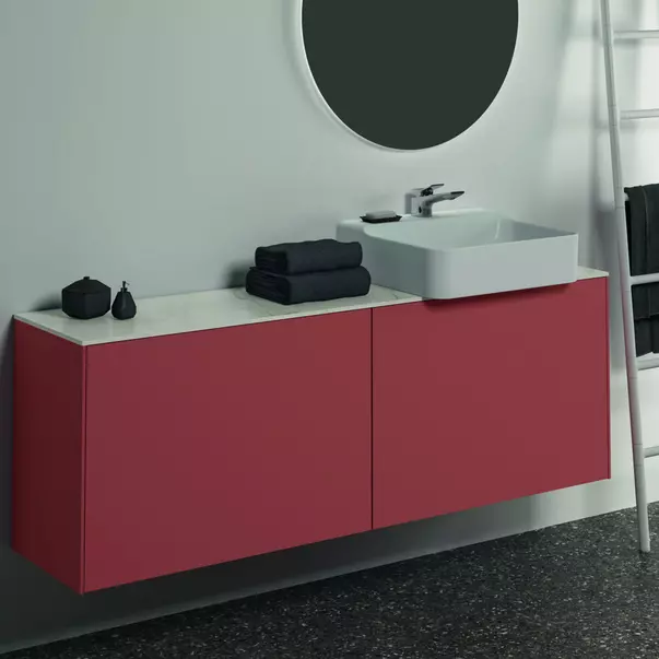 Blat ceramic pentru lavoar Ideal Standard Atelier Conca finisaj alb marmura 160 cm [3]