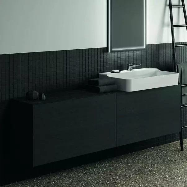 Blat ceramic pentru lavoar Ideal Standard Atelier Conca finisaj negru marmura 200 cm [2]