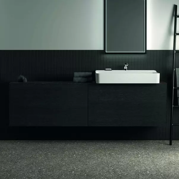 Blat ceramic pentru lavoar Ideal Standard Atelier Conca finisaj negru marmura 200 cm [3]