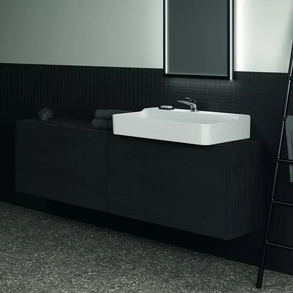 Blat ceramic pentru lavoar Ideal Standard Atelier Conca finisaj negru marmura 200 cm [4]