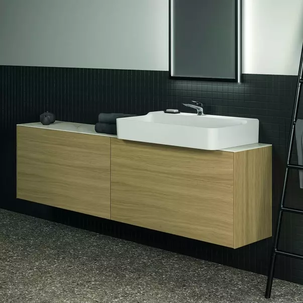 Blat ceramic pentru lavoar Ideal Standard Atelier Conca finisaj alb marmura 200 cm [3]