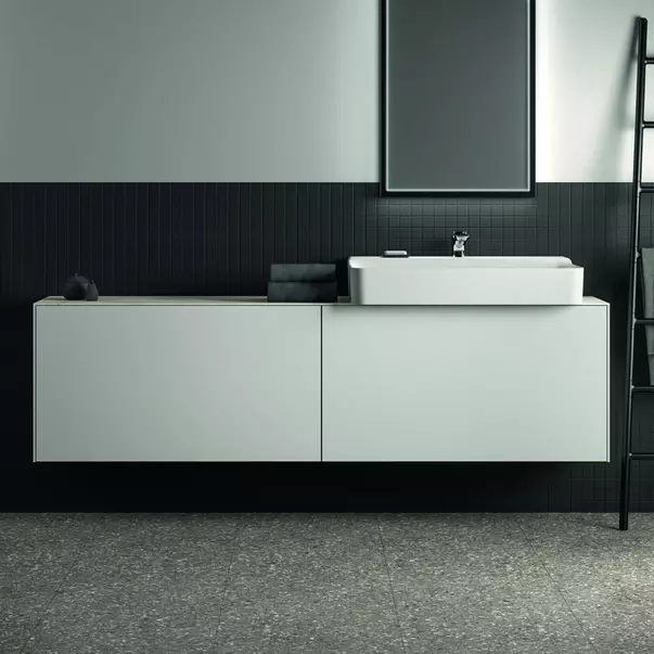 Blat ceramic pentru lavoar Ideal Standard Atelier Conca finisaj alb marmura 200 cm [5]