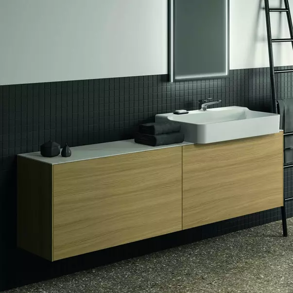 Blat ceramic pentru lavoar Ideal Standard Atelier Conca finisaj alb marmura 200 cm [6]