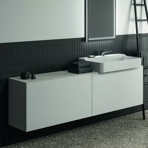 Blat ceramic pentru lavoar Ideal Standard Atelier Conca finisaj alb marmura 200 cm [8]